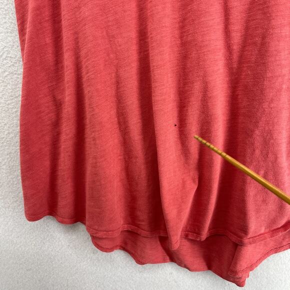 EILEEN FISHER Top 1X Slub Organic Cotton Jersey V-Neck Short Sleeve Red - Picture 8 of 12